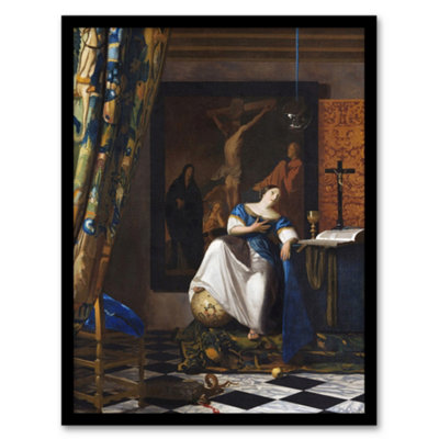 Artery8 Johannes Vermeer Framed Wall Art Print Allegory Of The Catholic FaithA3 Size from B&Q