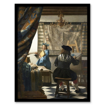 Artery8 Johannes Vermeer Framed Wall Art Print The Allegory Of PaintingA3 Size from B&Q