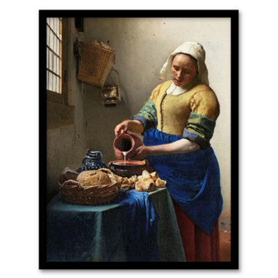 Artery8 Johannes Vermeer Framed Wall Art Print The Milkmaid PortraitA3 Size from B&Q