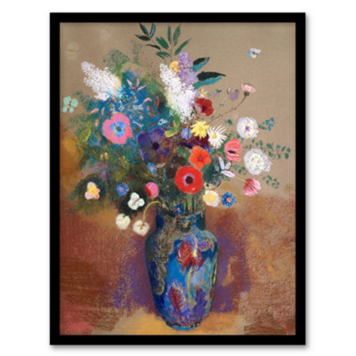 B&Q -  Odilon Redon Framed Wall Art Print Bouquet Of Flowers In A VaseA3 Size