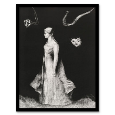 B&Q -  Odilon Redon Framed Wall Art Print Haunting Ghostly Female FigureA3 Size