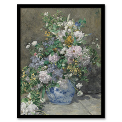 Artery8 Pierre Auguste Renoir Framed Wall Art Print Spring Bouquet In Vase - A3 Size