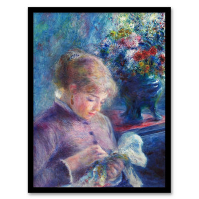 B&Q -  Pierre Auguste Renoir Framed Wall Art Print Young Woman SewingA3 Size