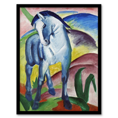 B&Q -  Franz Marc Framed Wall Art Print Blue Horse I Expressionist PaintingA3 Size