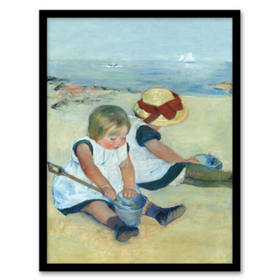 Artery8 Mary Cassatt Framed Wall Art Print Children Playing On The BeachA3 Size