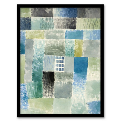 Artery8 Klee Framed Wall Art First House In A Settlement Abstract PaintingA3 Size from B&Q