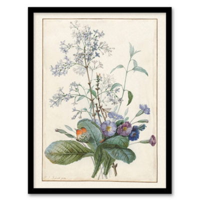 B&Q -  Pierre Joseph Redoute Framed Wall Art Bouquet Of Flowers With InsectsA3 Size