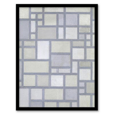 Artery8 Piet Mondrian Framed Wall Art Abstract Composition With Gray LinesA3 Size from B&Q