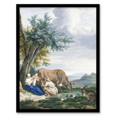 Artery8 Aert Schouman Framed Wall Art Peasant Family In A Landscape With CattleA3 Size from B&Q