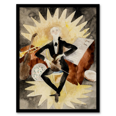 B&Q -  Charles Demuth Framed Wall Art Print String Musician PortraitA3 Size