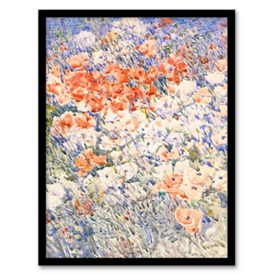 B&Q -  Childe Hassam Framed Wall Art Print The Island Garden Spring FlowersA3 Size