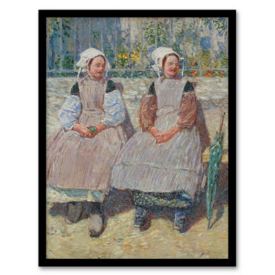 Artery8 Frederick Childe Hassam Framed Wall Art In The Sunlight Girls PortraitA3 Size