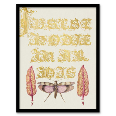 Artery8 Model Book Of Calligraphy Framed Wall Art Chard And Red Winged GrasshopperA3 Size