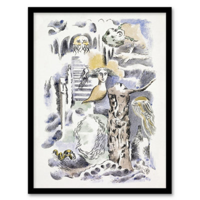 Artery8 Paul Nash Framed Wall Art Print Ghosts Design For Urne Buriall BookA3 Size from B&Q