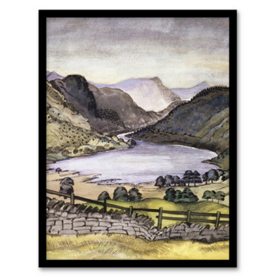 Artery8 Paul Nash Framed Wall Art Print Thirlmere Watercolour LandscapeA3 Size from B&Q