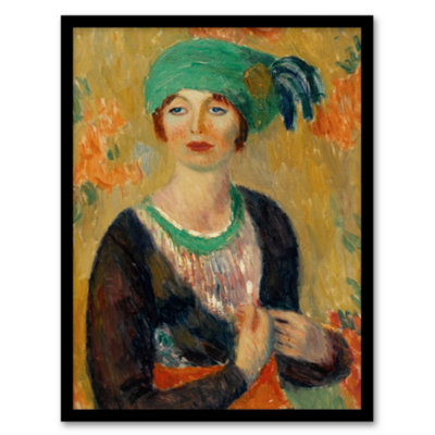 B&Q -  William James Glackens Framed Wall Art Portrait Of A Girl In Green TurbanA3 Size