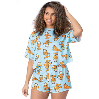 Vanilla Underground Garfield Womens Blue Garfield All-Over Print Short Sleeve Short Leg Pyjama Set (X-Large) from B&Q