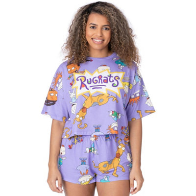 Vanilla Underground Rugrats Womens Purple Logo & Character All-Over Print Short Sleeve Short Leg Pyjama Set (Medium) from B&Q