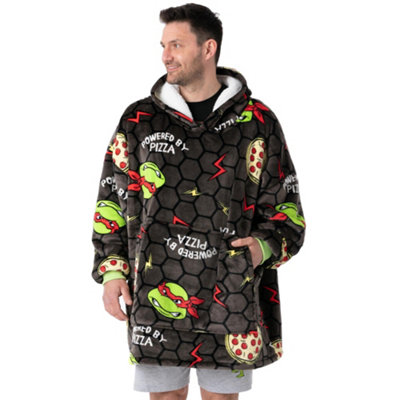 B&Q -  Teenage Mutant Ninja Turtles Mens Grey Powered By Pizza Blanket Hoodie (One Size) - Image 6