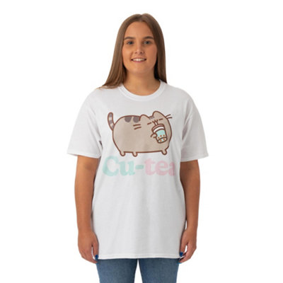B&Q -  Pusheen Womens White Cutea Short Sleeved T-Shirt (Large)