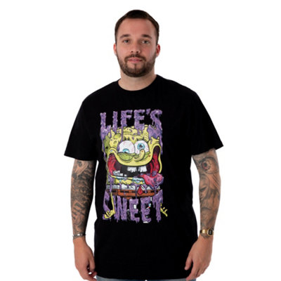 B&Q -  Spongebob Squarepants Mens Black Life's Sweet Short Sleeved T-Shirt (Xxx-Large)