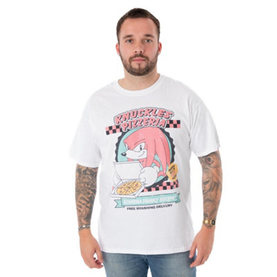 Vanilla Underground Sonic The Hedgehog Mens White Knuckles Pizza Short Sleeved T-Shirt (Small) from B&Q