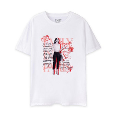 B&Q -  Emily In Paris Womens White Mono Typography Short Sleeved T-Shirt (X-Large)