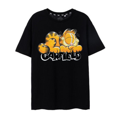 B&Q -  Garfield Mens Black Sleeping Garfield Short Sleeved T-Shirt (X-Large)