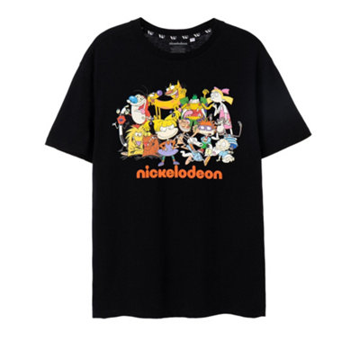 B&Q -  Nickelodeon Unisex Black Classic Group Short Sleeved T-Shirt (Medium)