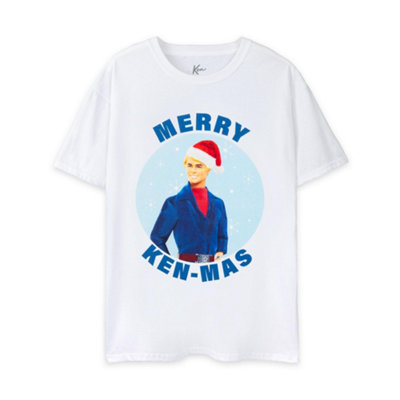 Vanilla Underground Barbie Mens White Ken Merry Kenmas Short Sleeved T-Shirt (Large) from B&Q