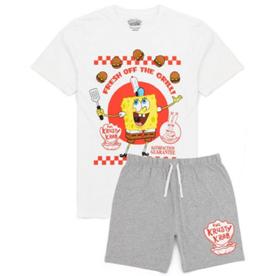Vanilla Underground Spongebob Squarepants Mens Grey The Krusty Krab Short Sleeve Short Leg Pyjama Set (Small) from B&Q