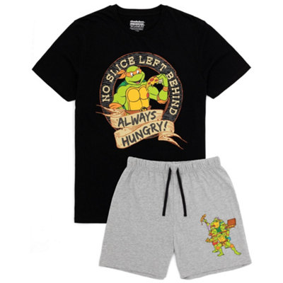 B&Q -  Teenage Mutant Ninja Turtles Mens Grey Always Hungry Short Sleeve Short Leg Pyjama Set (X-Large)