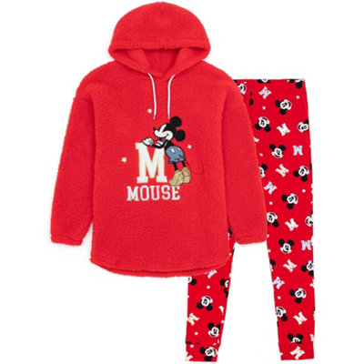 Vanilla Underground Disney Womens Red Mickey Mouse Long Sleeve Long Leg Pyjama Set (Small) from B&Q