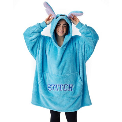 Vanilla Underground Disney Womens Blue Applique Ears & Lettering Blanket Hoodie (One Size) from B&Q
