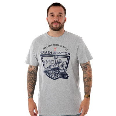B&Q -  Yellowstone Mens Grey Train Station Short Sleeved T-Shirt (Small)