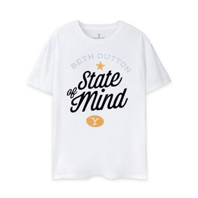 B&Q -  Yellowstone Womens White Beth Dutton State Of Mind Short Sleeved T-Shirt (Xxx-Large)