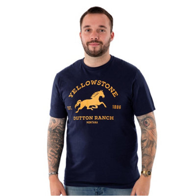 B&Q -  Yellowstone Mens Blue Dutton Ranch Logo Short Sleeved T-Shirt (Large)