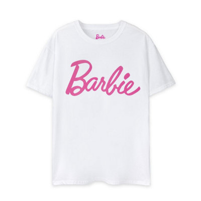 B&Q -  Barbie Womens White Classic Logo Short Sleeved T-Shirt (Large)
