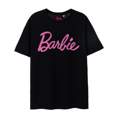 B&Q -  Barbie Womens Black Classic Logo Short Sleeved T-Shirt (Medium)