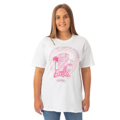 B&Q -  Barbie Womens White Malibu Off Campus Short Sleeved T-Shirt (Xxx-Large)