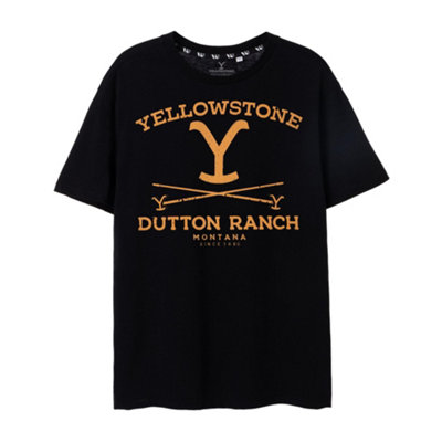 B&Q -  Yellowstone Mens Black Dutton Ranch Short Sleeved T-Shirt (Xxx-Large)