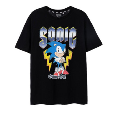 B&Q -  Sonic The Hedgehog Mens Black Game On Short Sleeved T-Shirt (Medium)