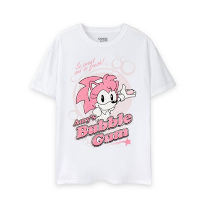 B&Q -  Sonic The Hedgehog Womens White Amy's Bubblegum Short Sleeved T-Shirt (Small)