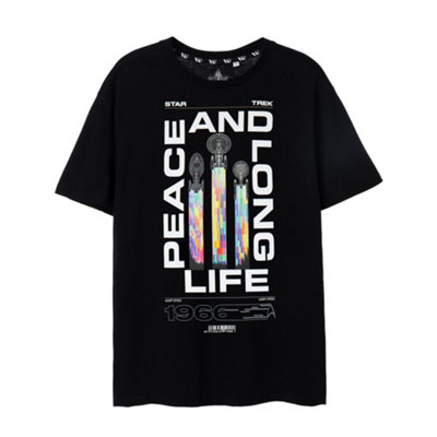 Vanilla Underground Star Trek Mens Black Peace And Long Life Short Sleeved T-Shirt (Xxx-Large) from B&Q