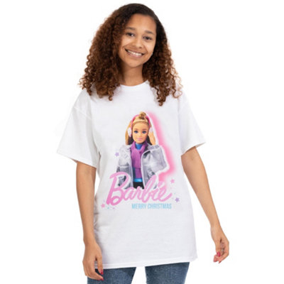 B&Q -  Barbie Womens White Merry Christmas Short Sleeved T-Shirt (Xxx-Large)