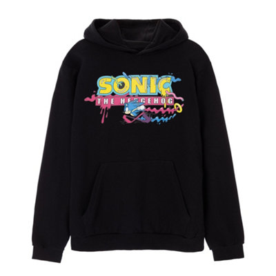 Vanilla Underground Sonic The Hedgehog Mens Black Psychedelic Logo Hoodie (Small) from B&Q