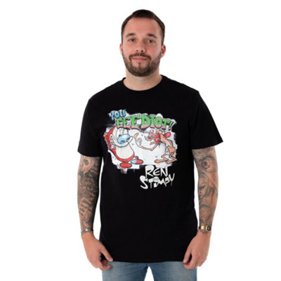 B&Q -  Ren & Stimpy Unisex Black Graffiti Short Sleeved T-Shirt (Xxx-Large)