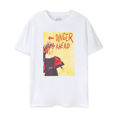 B&Q -  Grease Womens White Danger Ahead Short Sleeved T-Shirt (Small)