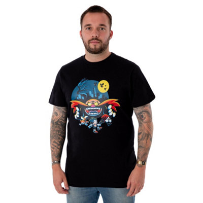 B&Q -  Sonic The Hedgehog Mens Black Halloween Eggman Short Sleeved T-Shirt (Xx-Large)