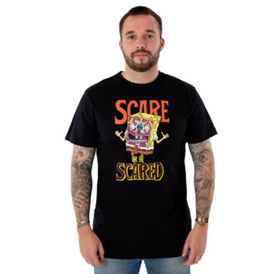 Vanilla Underground Spongebob Squarepants Unisex Black Scare Or Be Scared Short Sleeved T-Shirt (Xx-Large) from B&Q
